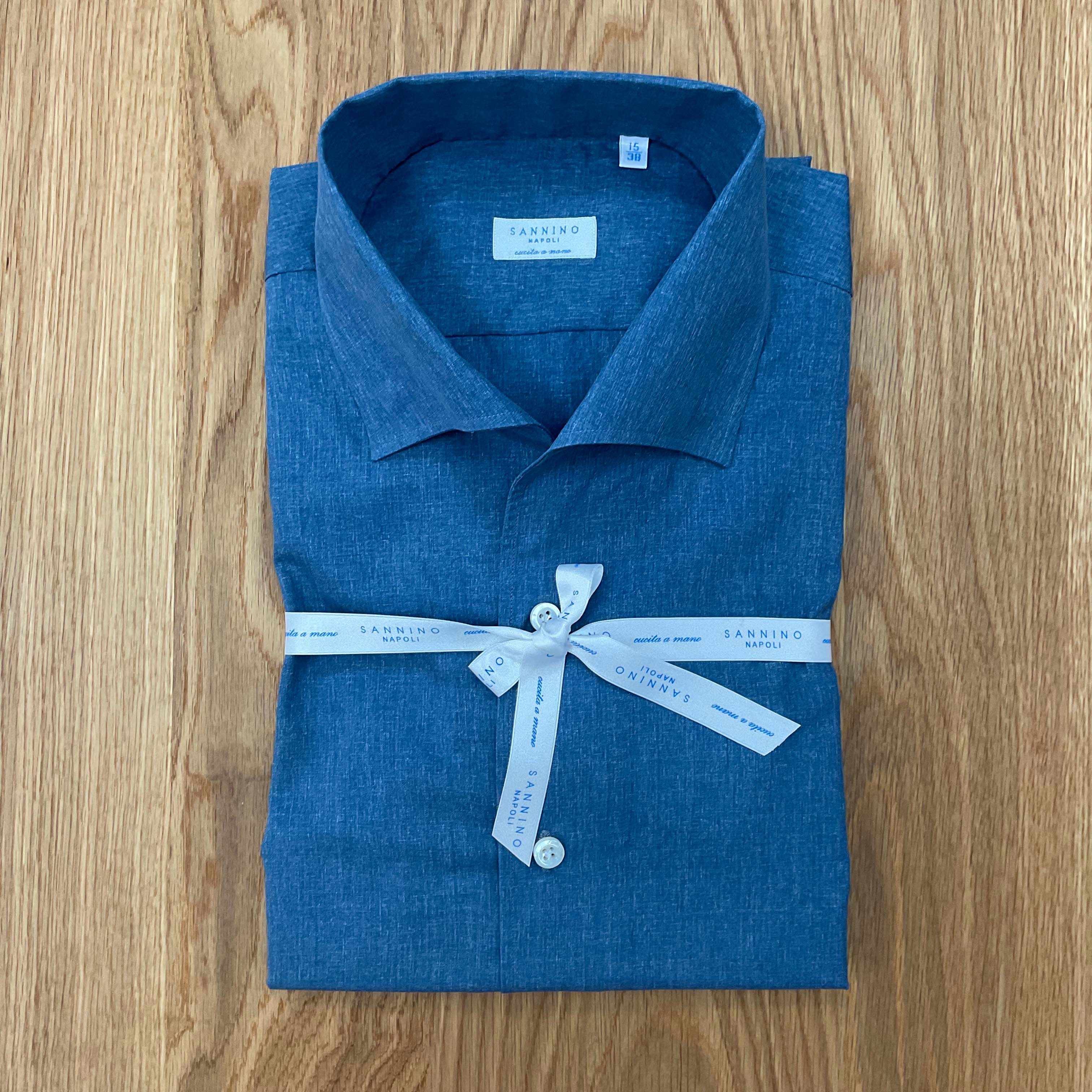 napoli dress shirt Isaia Napoli Dress Shirt White Navy Bengal Stripes 38 - 15