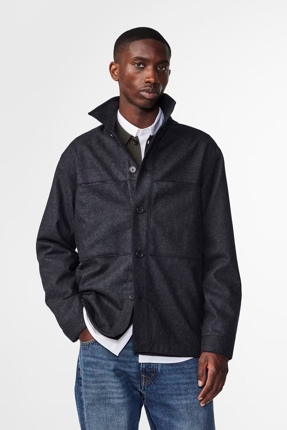 Isak Wool Blend Overshirt - Navy Blue | NN07 – Q. Contrary