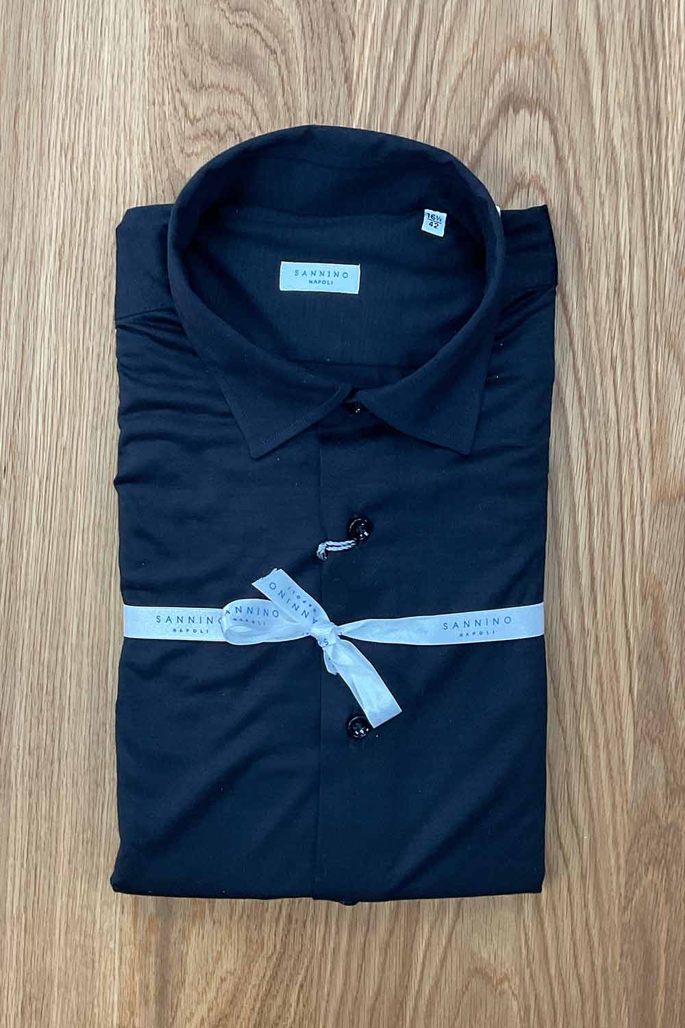 Navy Knit Dress Shirt | Sannino Napoli Shirtmaker 16.5 / Navy Navy Knit Dress Shirt | Sannino Napoli Shirtmaker 16.5 / Navy