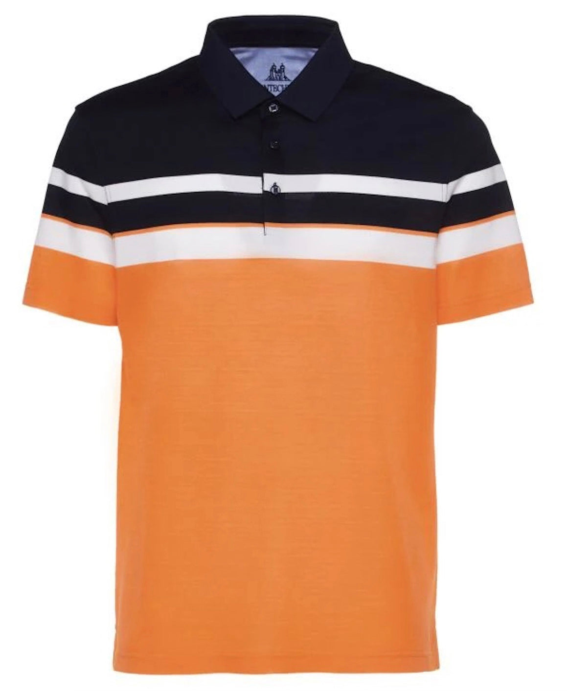 Navy Orange Stripe Polo | Montechiaro - Q. Contrary