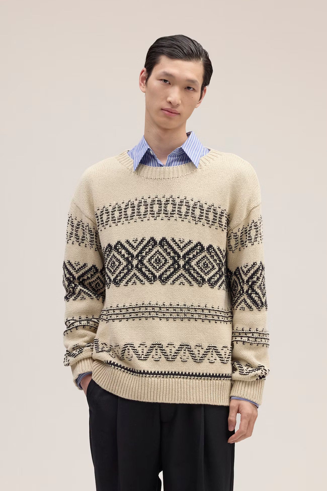 Todd Organic Cotton Jacquard Sweater - Ecru | NN.07 – Q. Contrary