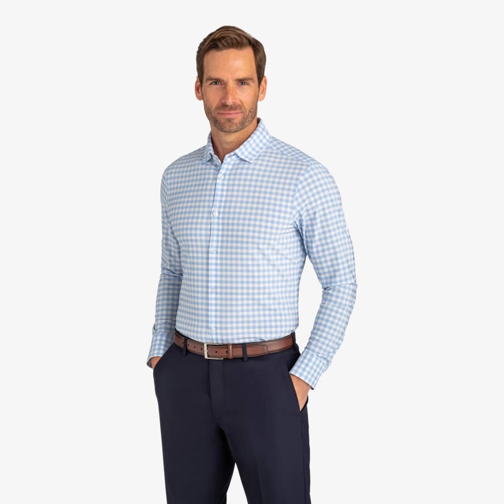 white and blue dress shirt Mizzen+Main Leeward Light Gingham / Small / Trim Design from scratch your dissh_size_group_12 Black and White striped Size:UK 12/EU 38