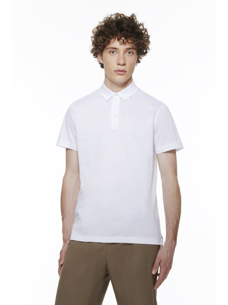 Short Sleeve Button Polo - White | Lorenzoni