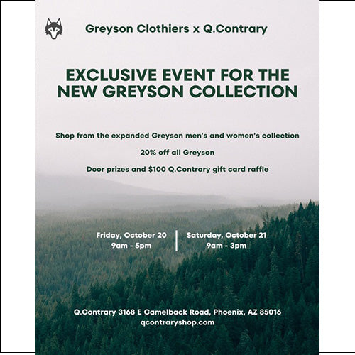 Greyson Clothiers x Q. Contrary Shopping Event