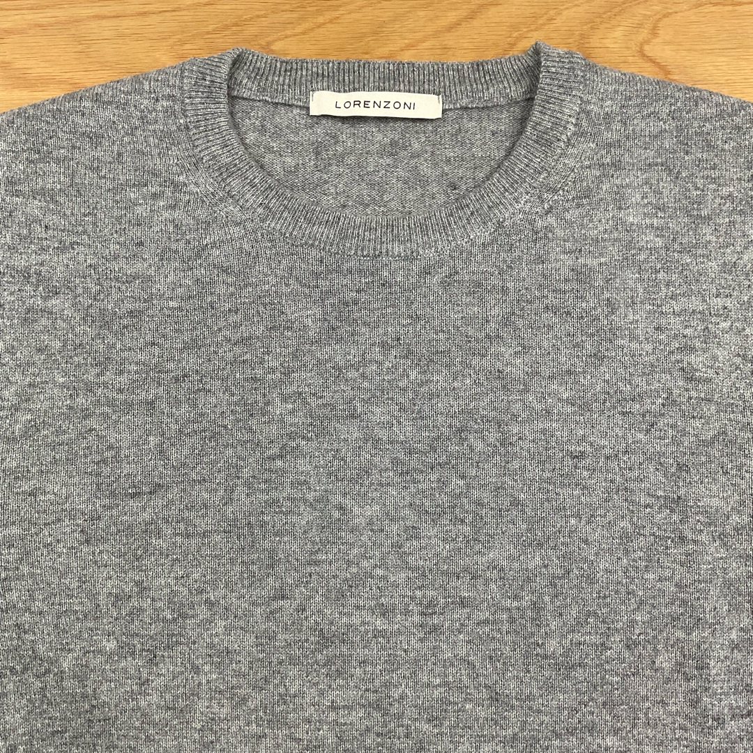 Long Sleeve Crew Neck Cashmere Sweater - Grey