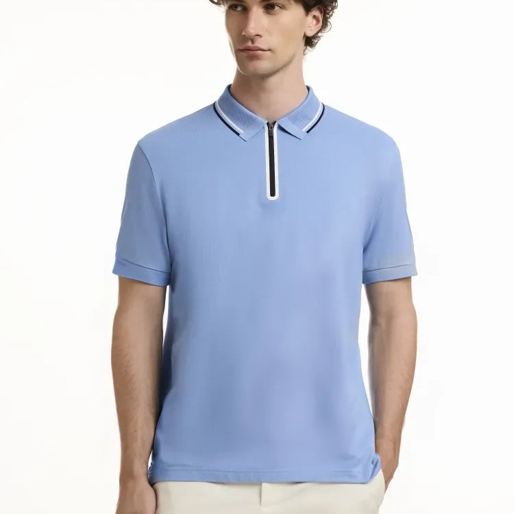 Sky Blue Nautical Zip Polo Impulso 