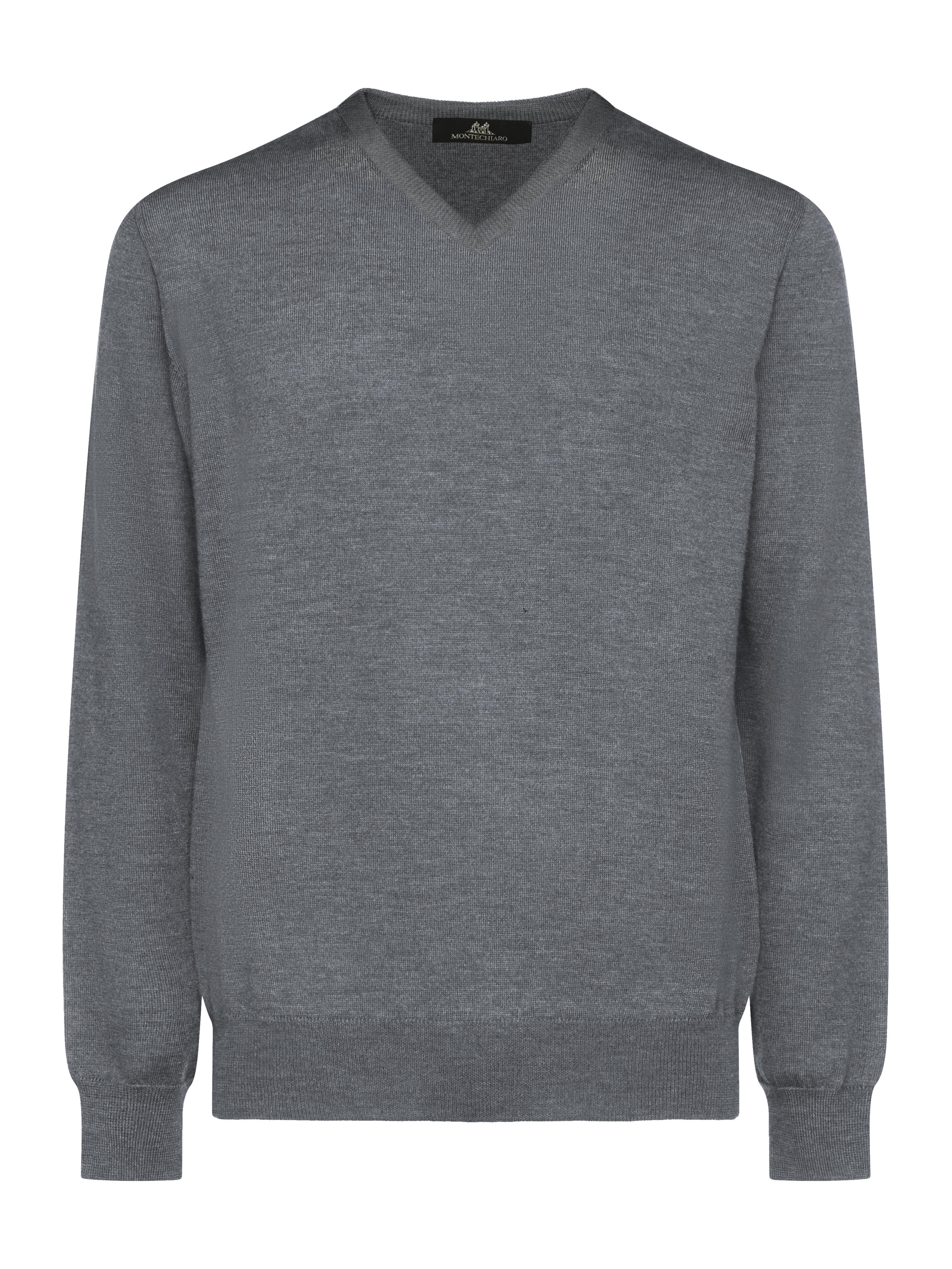 Grey V-Neck Sweater | Montechiaro