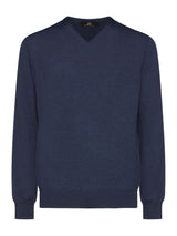 Navy Blue V-Neck Sweater | Montechiaro