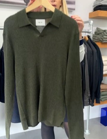 Paul Merino Wool Polo Dark Army by NN.07