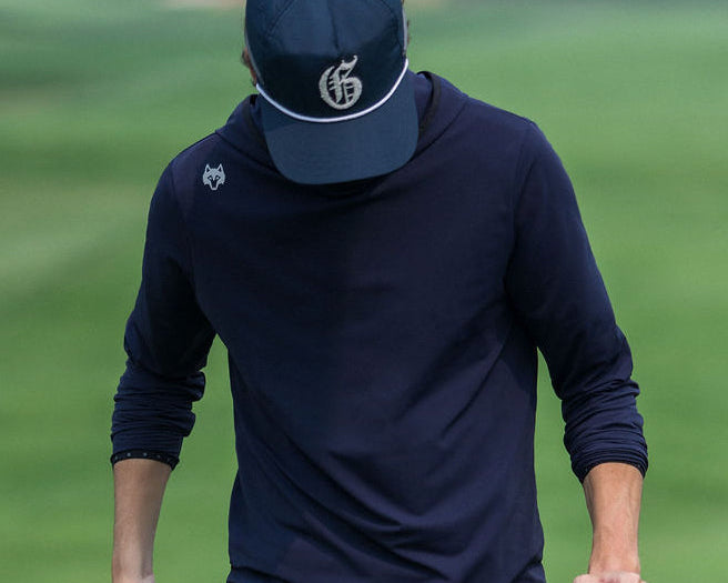On-model styled view of the Greyson Montauk Performance short in Riverstone
