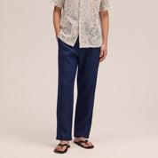 Aden Straight Leg Linen Navy Blue NN.07