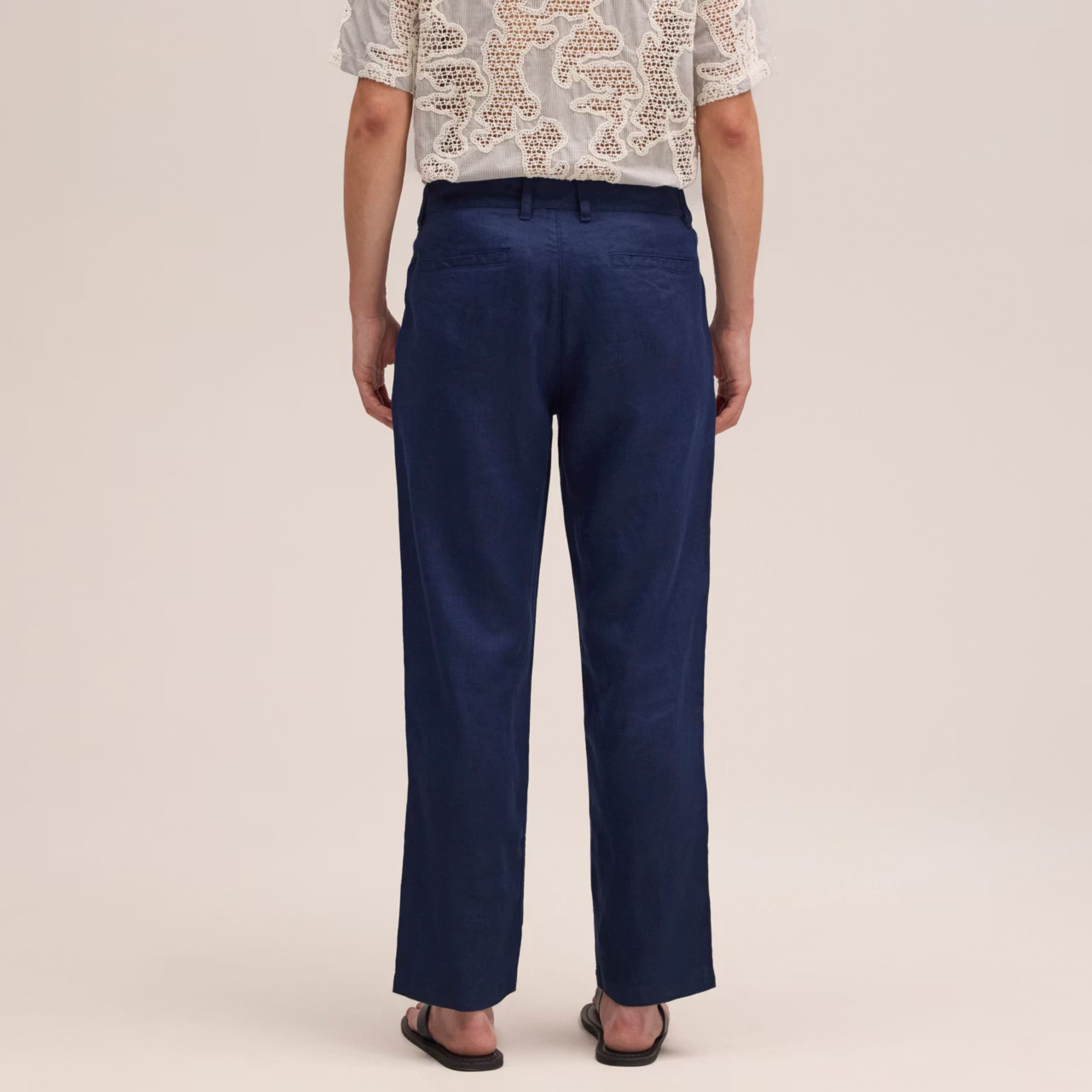 Aden Straight Leg Linen Navy Blue NN.07