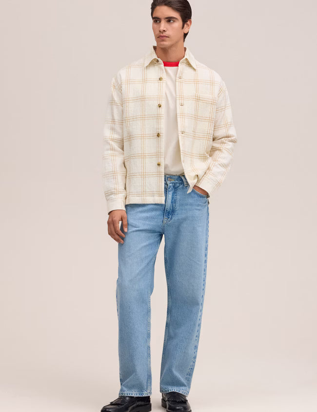 Adwin Workwear-inspired relaxed fit Overshirt Ivory by NN.07