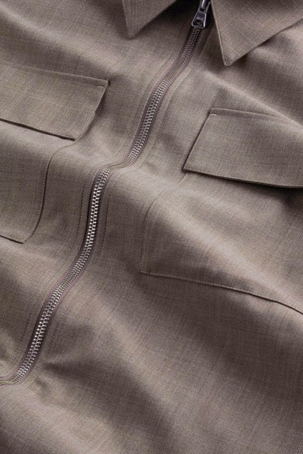 Alban Two-Way Zipper Hybrid Jacket In Khaki Melange By NN.07