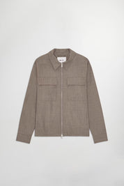 Alban Two-Way Zipper Hybrid Jacket In Khaki Melange By NN.07