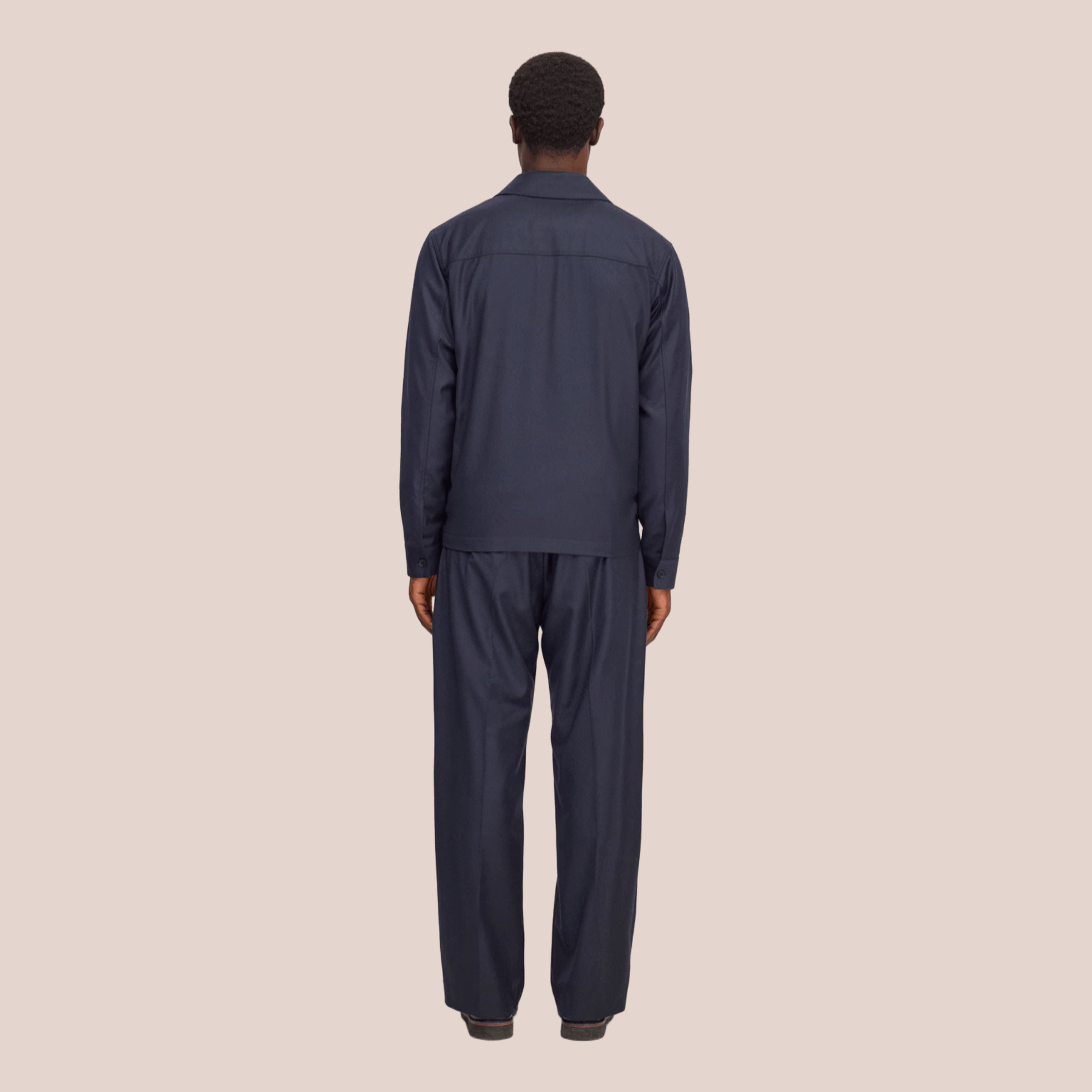 Alban Casual Flannel Overshirt Marine Navy NN.07
