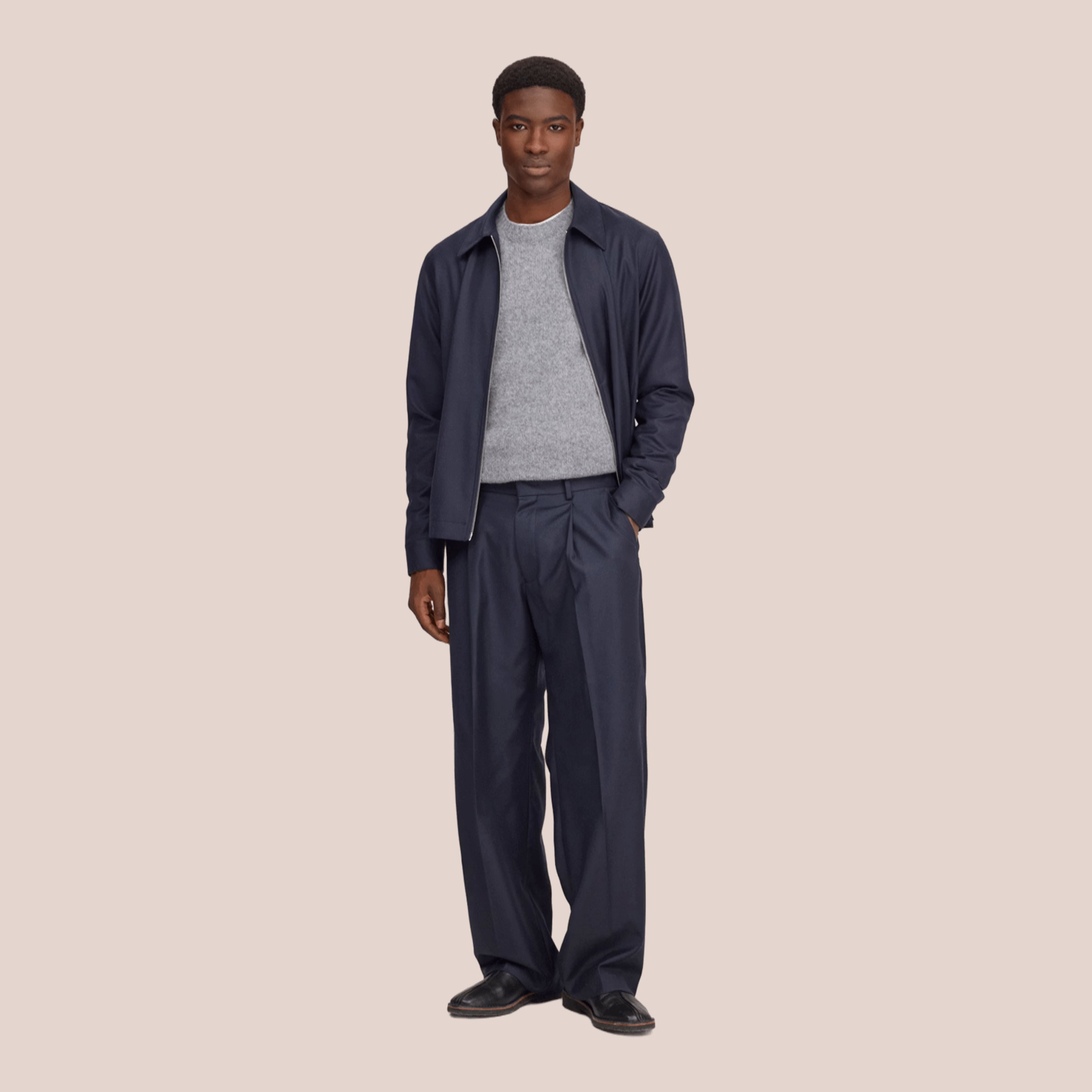 Alban Casual Flannel Overshirt Marine Navy NN.07