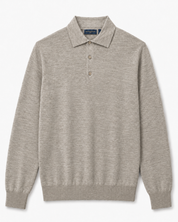 Merino Wool Polo Shirt Brown Heather Paul & Shark