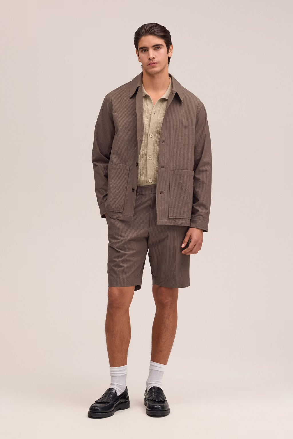 Billie Seersucker Short Marble Husk NN.07 