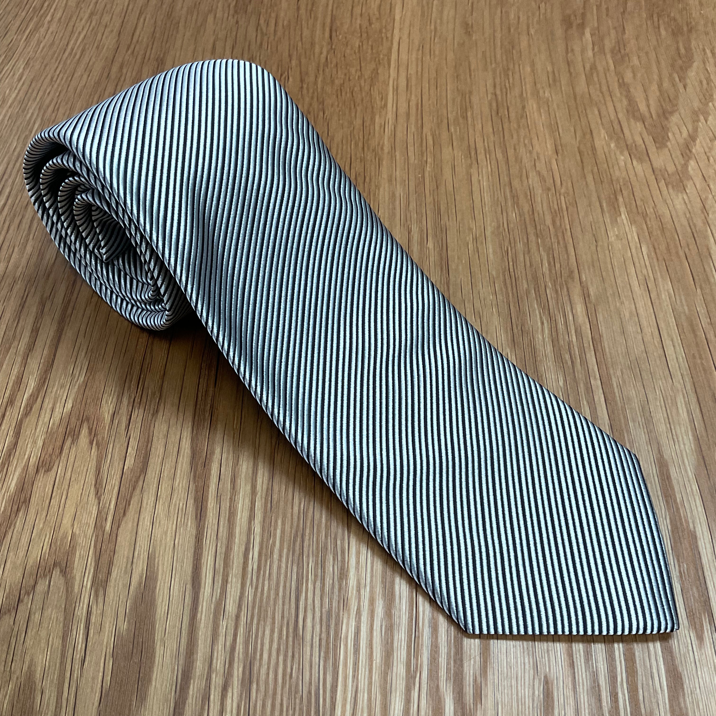 Black White Twill Silk Tie David Donahue