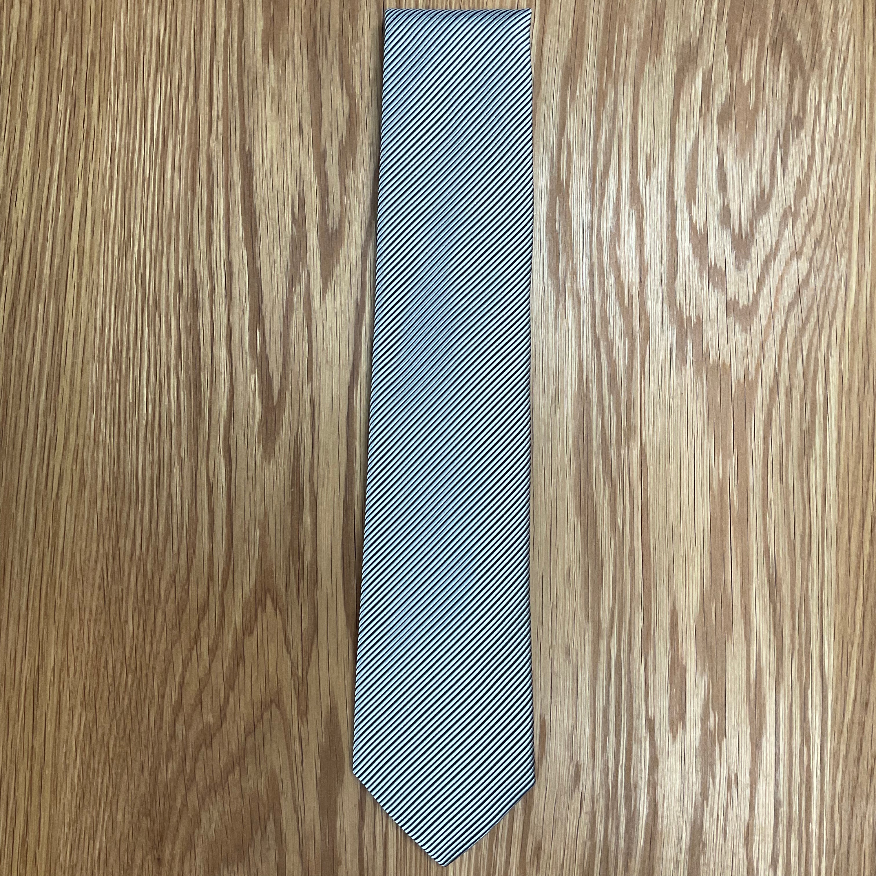 Black White Twill Silk Tie David Donahue