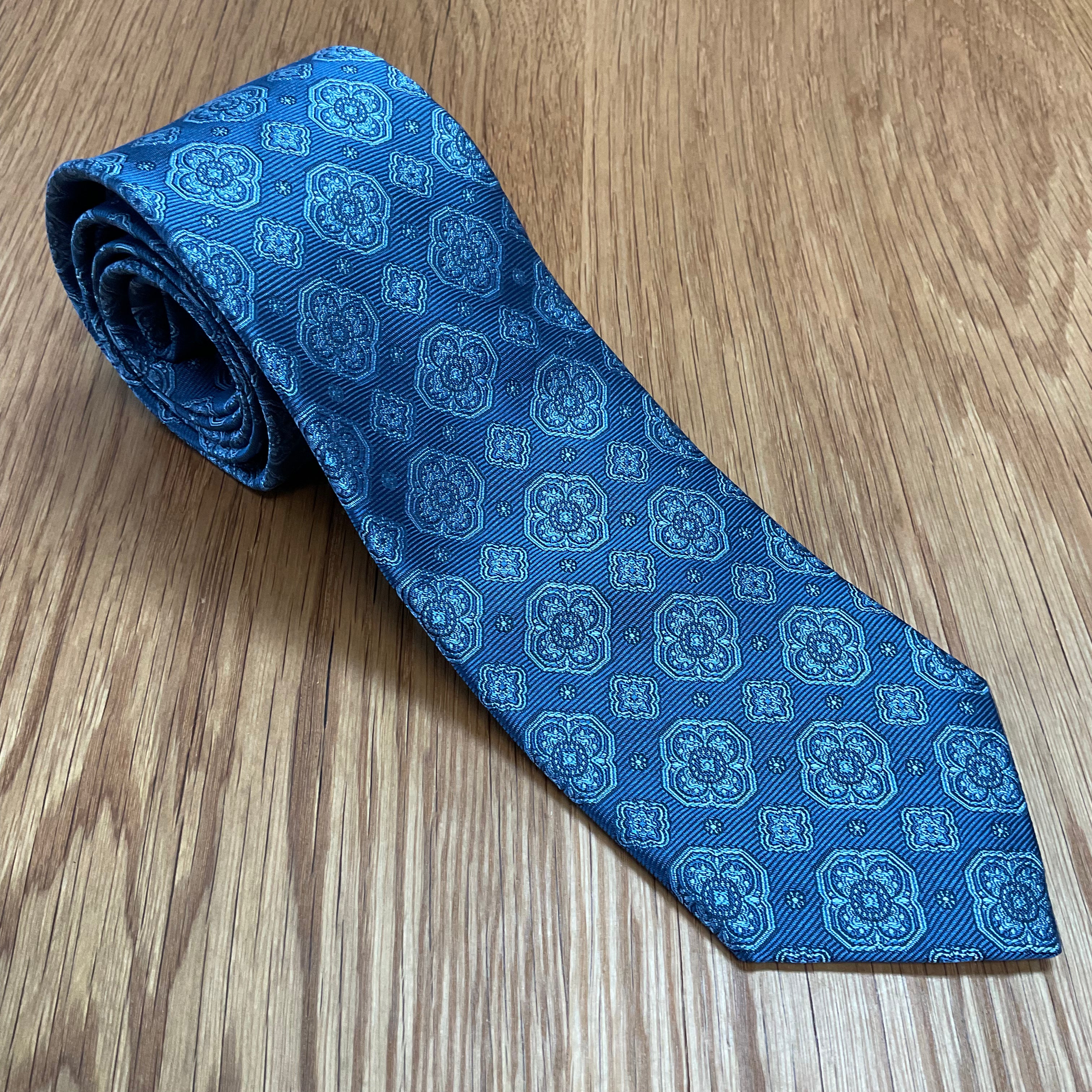 Blue Abstract Geo Silk Tie David Donahue