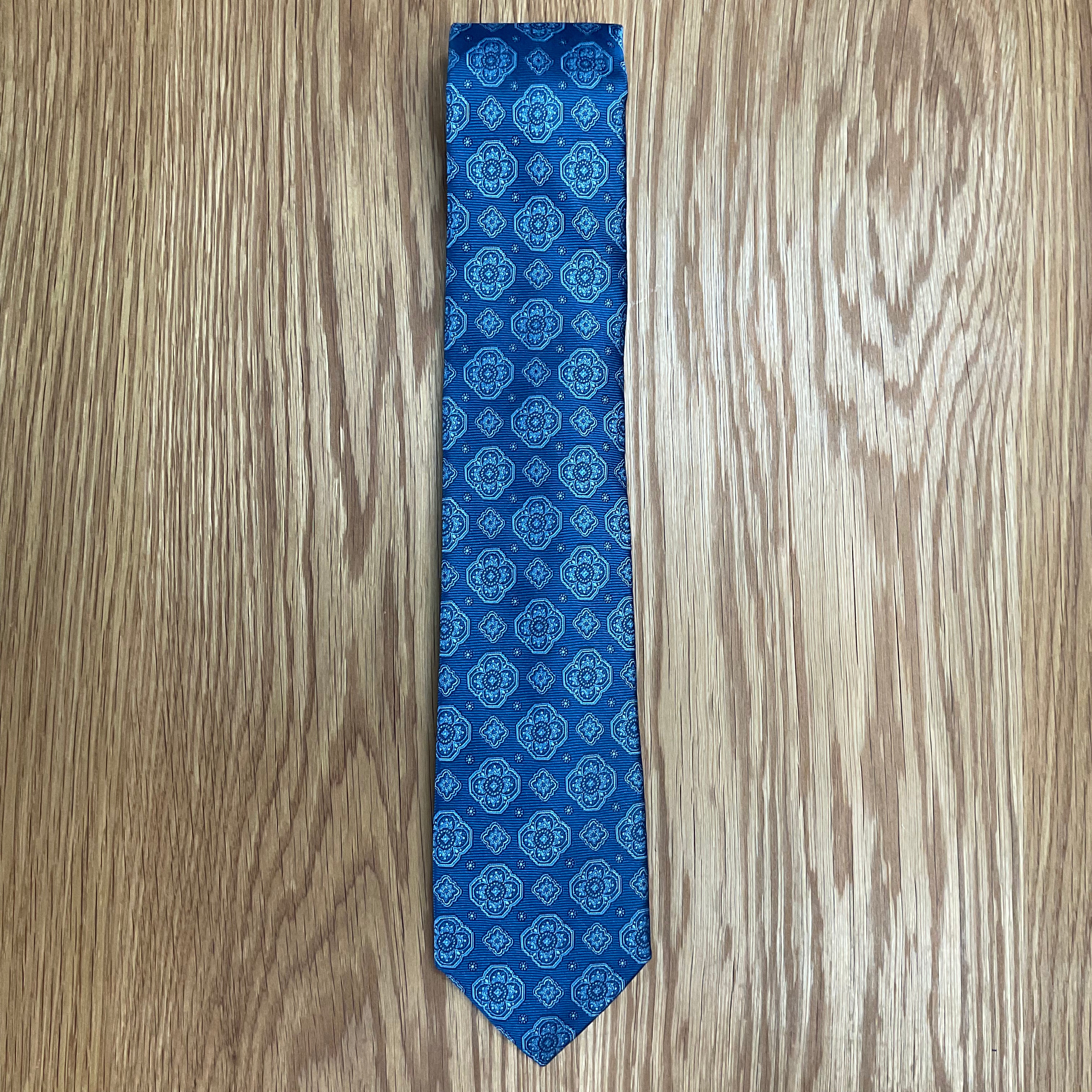 Blue Abstract Geo Silk Tie David Donahue