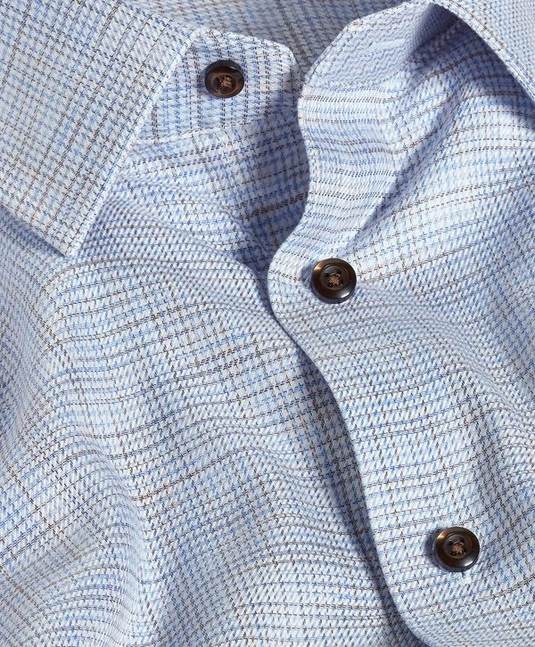 Blue & Chocolate Multi Check Dress Shirt David Donahue 