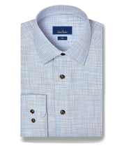 Blue & Chocolate Multi Check Dress Shirt David Donahue 