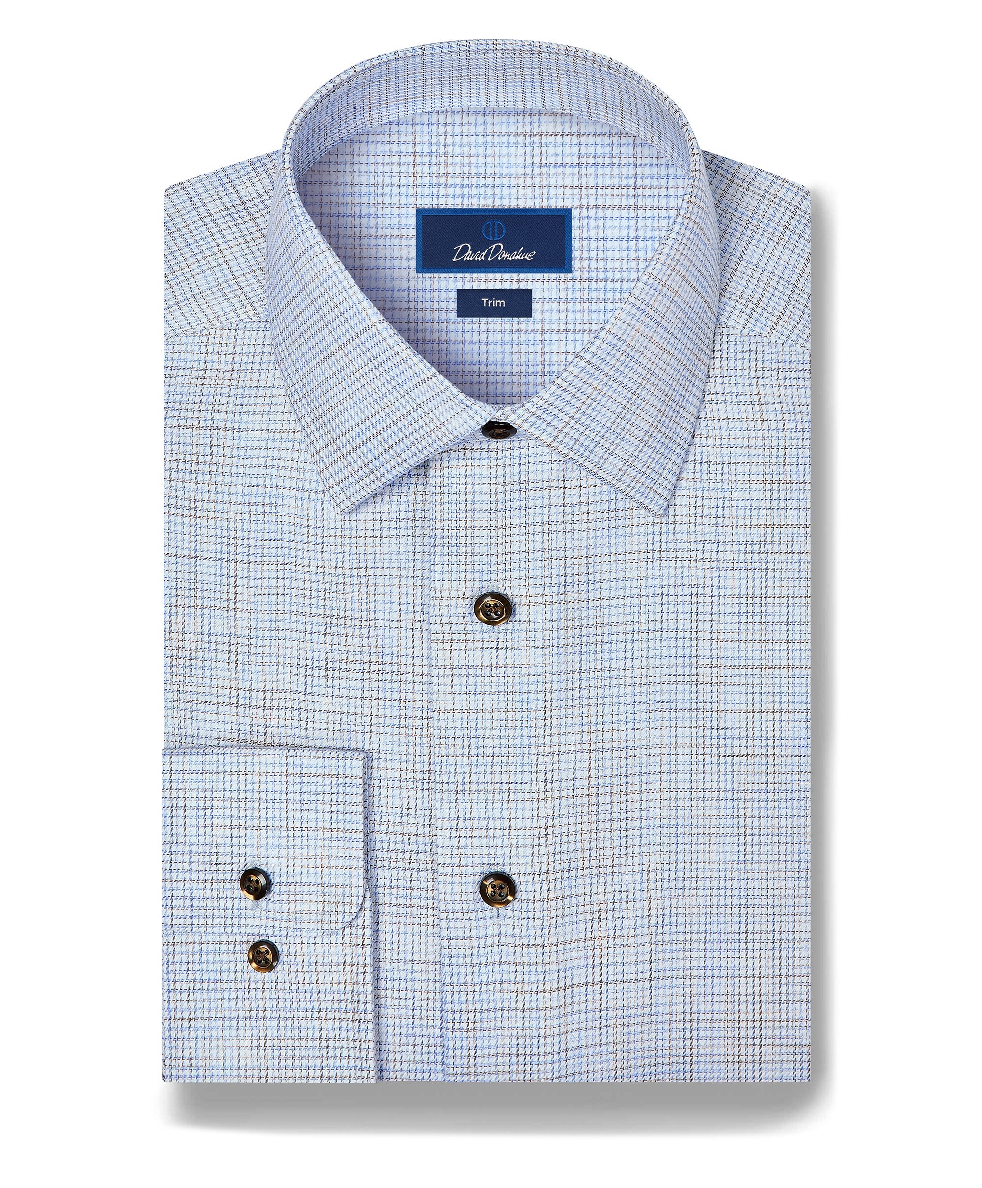 Blue & Chocolate Multi Check Dress Shirt David Donahue 