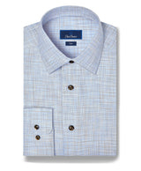 Multi Check Dress Shirt - Blue & Chocolate | David Donahue