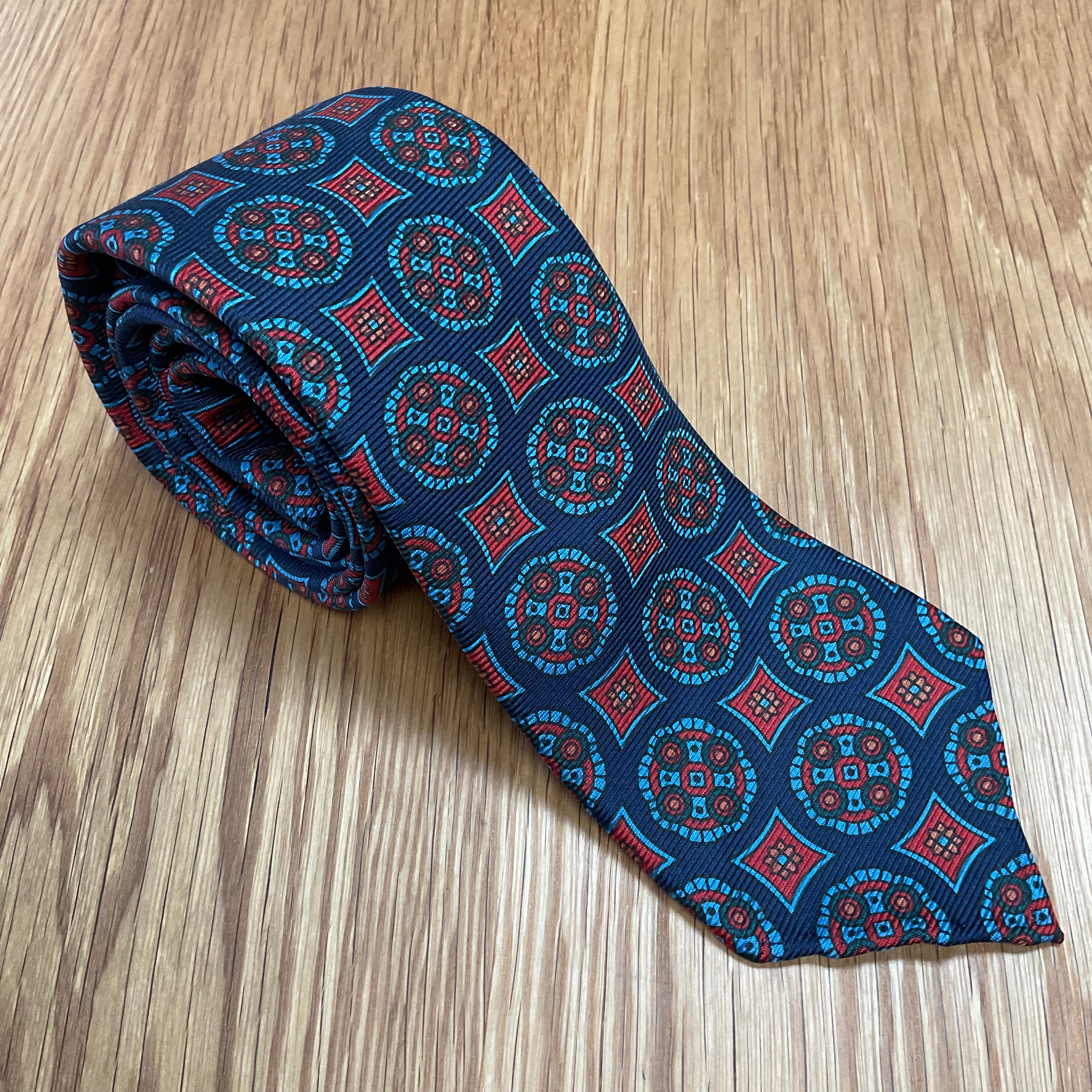 Blue Red Bold Geo Silk Tie Q. Contrary