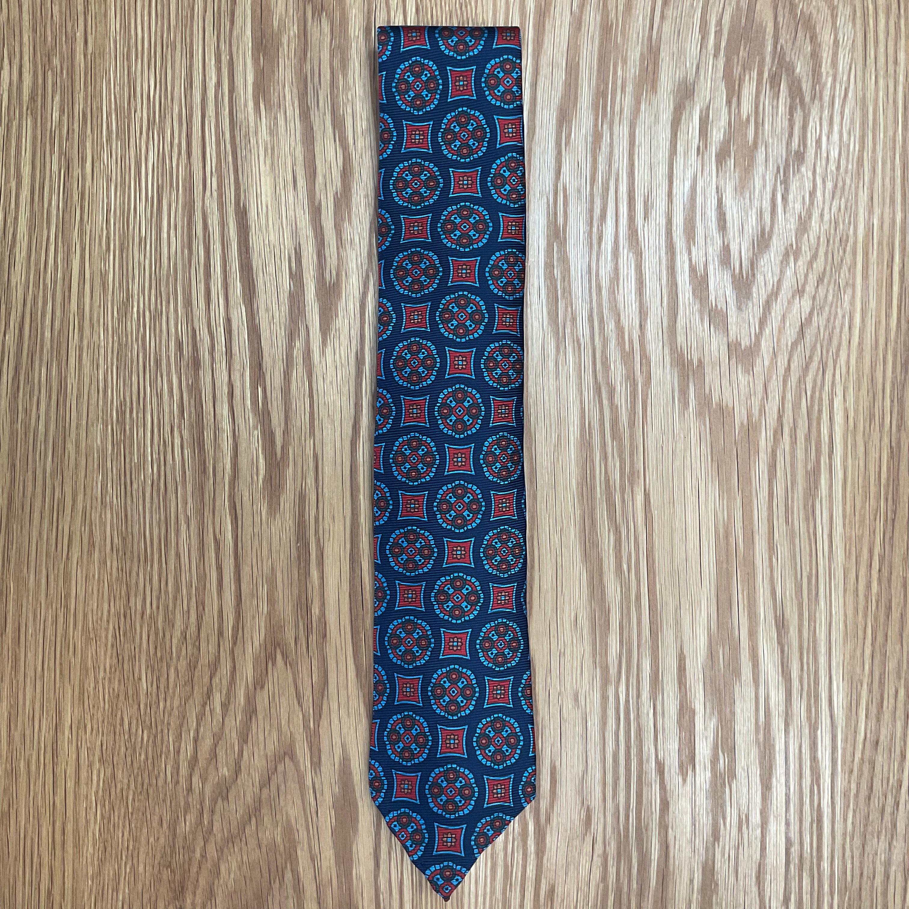 Blue Red Bold Geo Silk Tie Q. Contrary