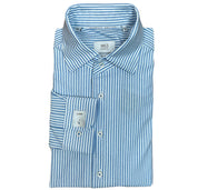 Blue and White Stripe Slim Fit Dress Shirt Eterna