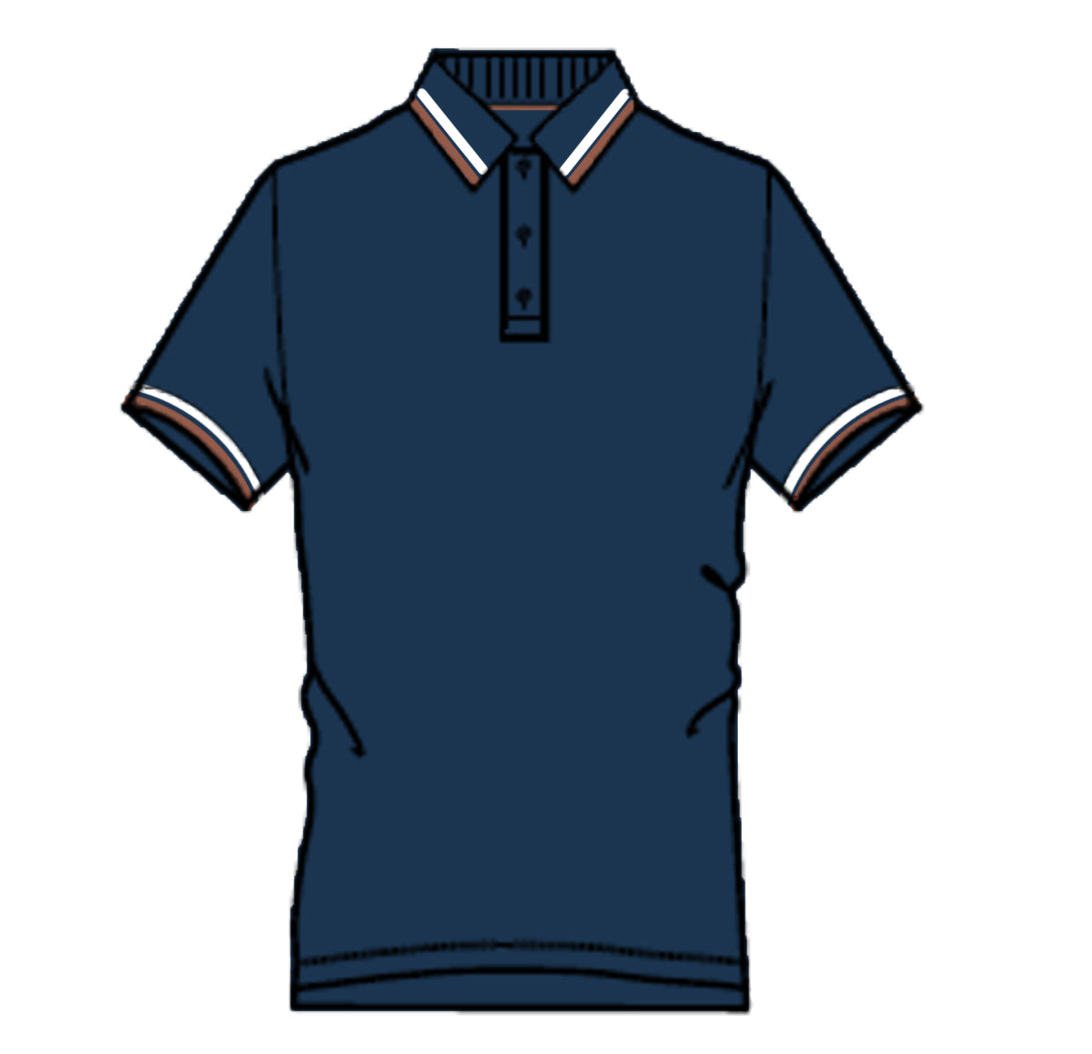 Navy With Brown Tipping Polo Lorenzoni