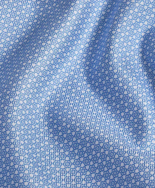 Sky Geometric Floral Print Shirt  Blue David Donahue