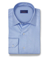 Sky Geometric Floral Print Shirt - Blue | David Donahue