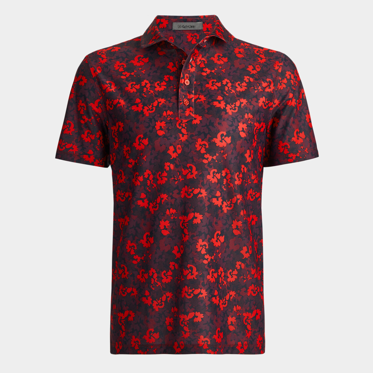 Camo Floral Tech Pique Polo - Poppy