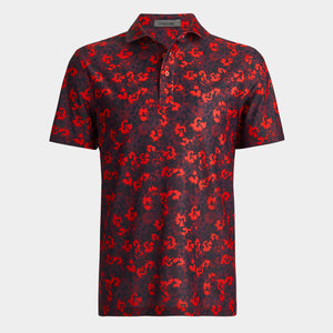 Camo Floral Tech Pique Polo - Poppy