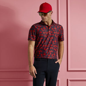 Camo Floral Tech Pique Polo - Poppy