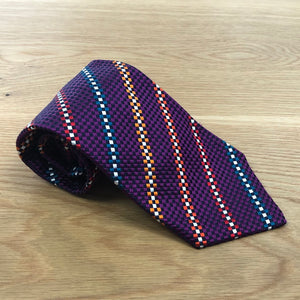 Checkered Multi Stripe Tie Purple