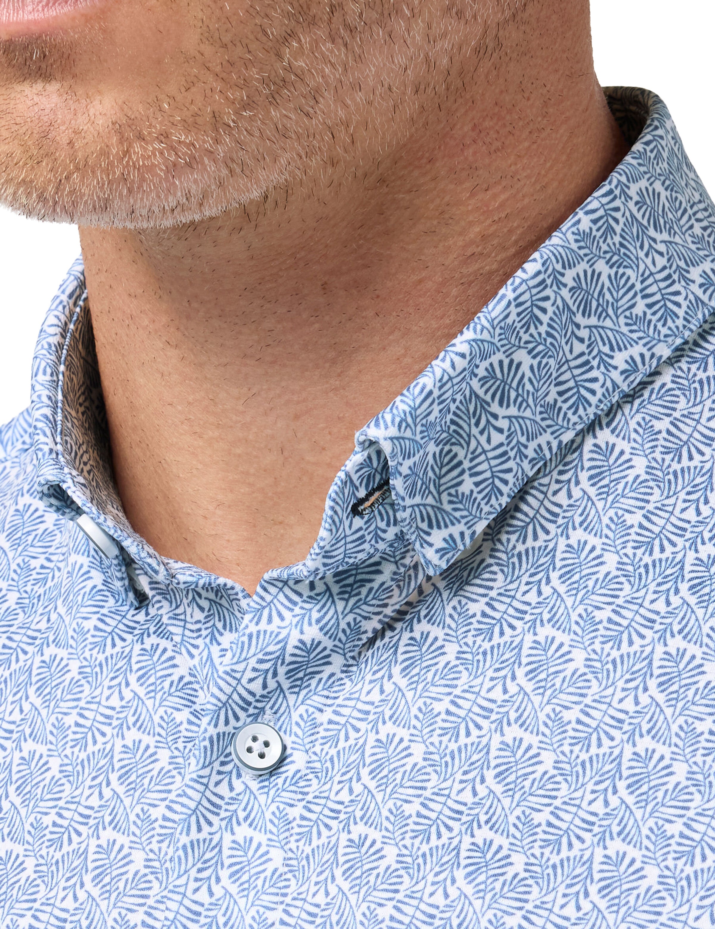 Coastal Fjord Textured Palm Print Halyard Short Sleeve Shirt Mizzen+Main 