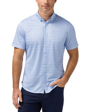 Coastal Fjord Textured Palm Print Halyard Short Sleeve Shirt Mizzen+Main 