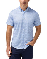 Coastal Fjord Textured Palm Print Halyard Short Sleeve Shirt | Mizzen+Main