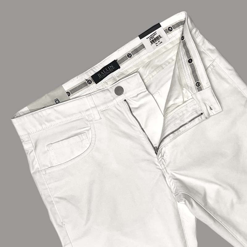 White Techno Gab Pant - Crescent Fit | Ballin