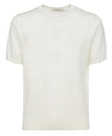 Cream Short Sleeve Crew | Lorenzoni
