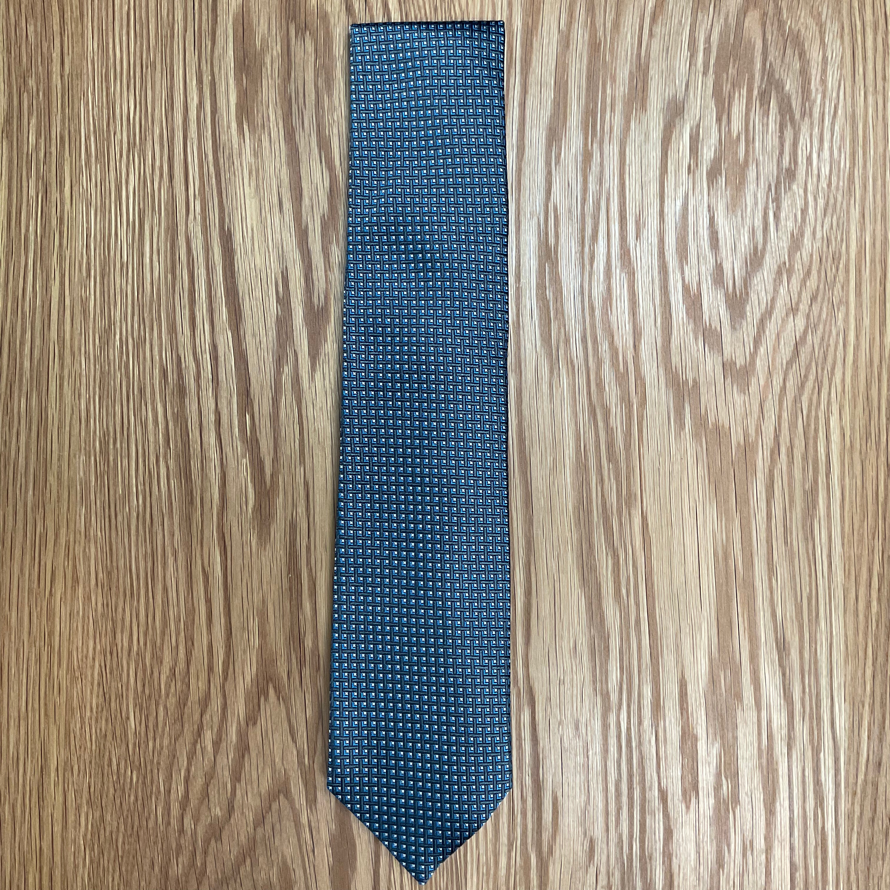 Dark Gray Blue Micro Neat Tie David Donahue