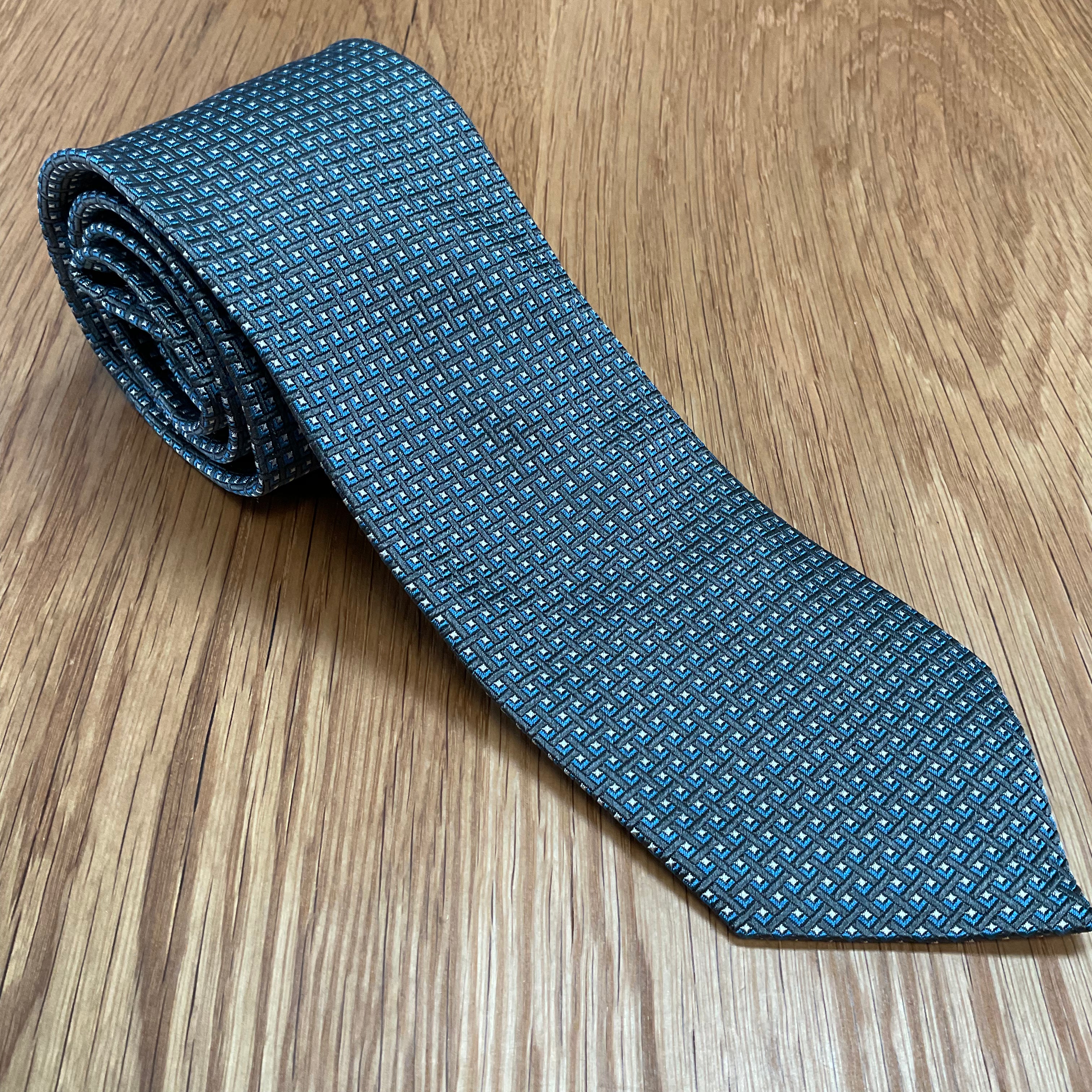 Dark Gray Blue Micro Neat Tie David Donahue