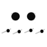 Onyx & Silver Swivel Action Cuff Link Set | David Donahue