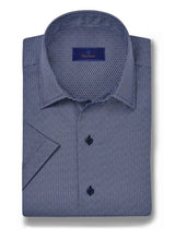 Navy Micro Print Short Sleeve Shirt | David Donahue